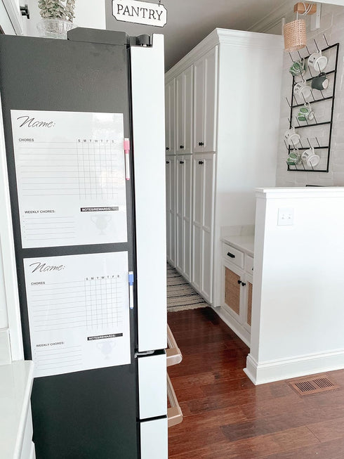 Dry Erase Chore Chart for Kids, Set of 3 (11x14 Inch) Magnetic Responsibility Chart with 3 Dry Erase Markers