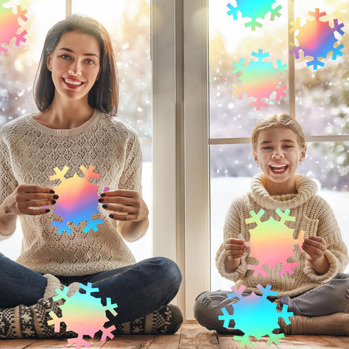 PerKoop 100 Pcs 6 Inch Large Double-sided Snowflakes Cutouts, Holographic Paper for Winter Classroom Decor Supplies