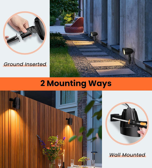 9W 120V 3-Prong IP66 (2 Pack) MEIKEE LED Landscape Lights, Landscape Lighting with US Plug, Warm White Waterproof