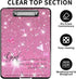 Clipboard with Storage, Heavy Duty Plastic Clipboard Case Box with Pen Holder, School Office Supplies, Pink Glitter