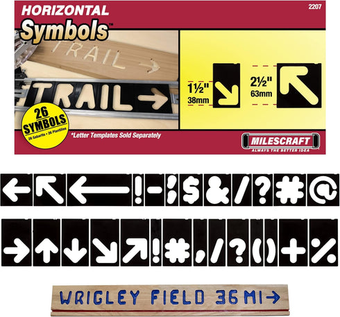 Milescraft 2207 Arrow and Symbol Templates, 1.5in. & 2.5in. for Sign PRO & Sign Crafter Jig