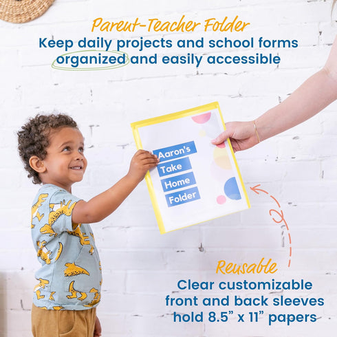 ECR4Kids 2-Pocket Parent-Teacher Classroom Communication Folder, Yellow, 36-Piece School Supplies