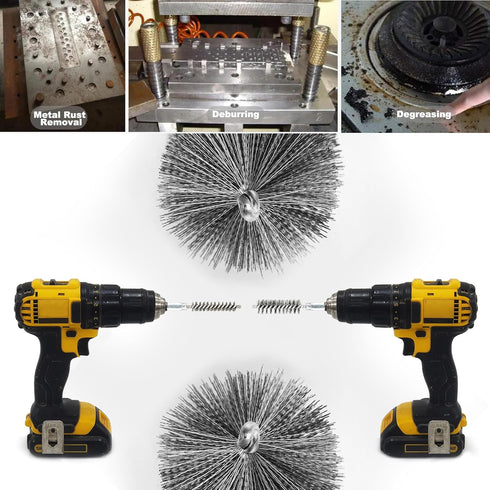ASNOMY 5Pcs 5/8" Stainless Steel Bore Brush, Wire Brush Set for Power Drill Cleaning