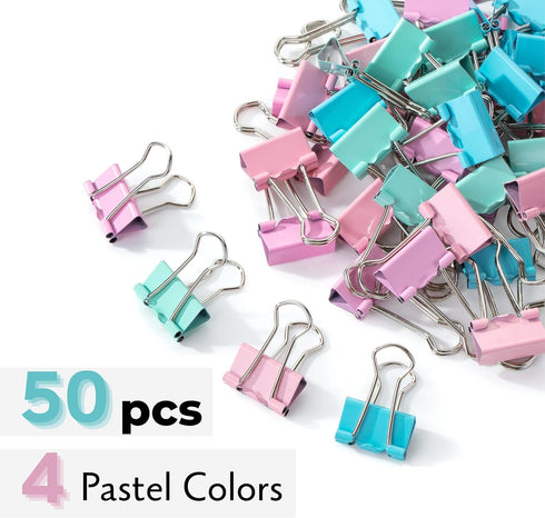 Mr. Pen- Pastel Binder Clips, 50 Pack, 0.75 in, Pastel Color, Small Clips, Small Binder Clips, Paper Binder Clips, Binder Clips Small Size, Small Paper Clips, Office Clips, Micro Binder Clips by Mr. Pen