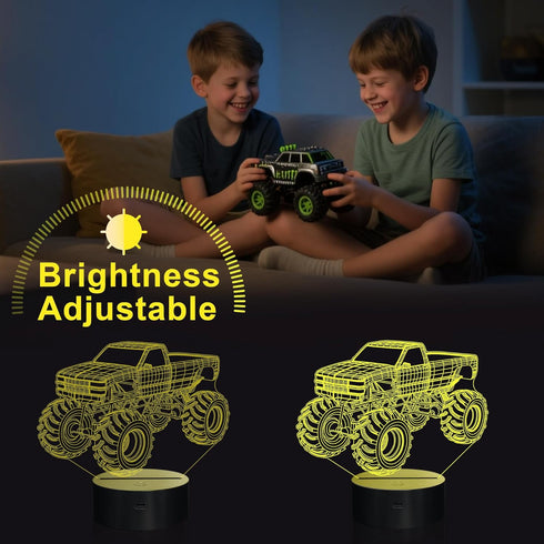 3D 16 Night Lights for Children, Kids Night Lamp, Monster Trucks for Boys, LED Colors Changing Lighting, Car Shape