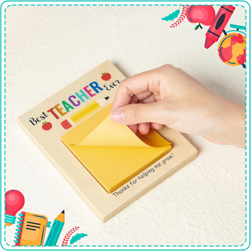 MALLMALL6 Teacher Appreciation Wooden Sticky Note Holder - Desk Organizer Gift for Teacher Supplies