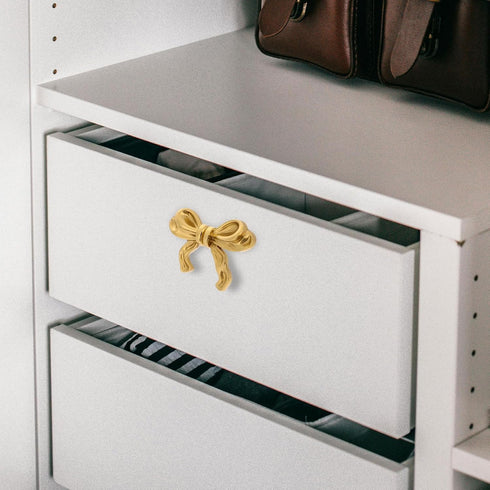 50x35x25mm ABOOFAN Brass Bowknot Cabinet Knob Pull Handle Small Drawer and Dresser Furniture Handles for Wardrobe