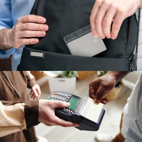 4x3 Inches Card(Holders,50PCS) Horizontal Badge Holder, Clear ID Card Holder with Waterproof Resealable Zip Type