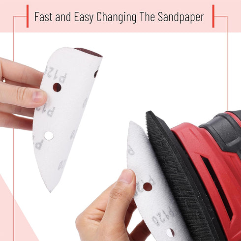 Bates Mouse Detail Sander Sandpaper, 100 pcs Assortment, 40/80/120/180/240 Grits, Red Sanding Pads