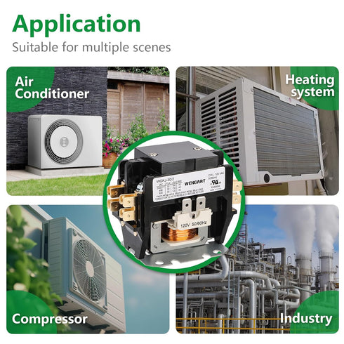 HVAC Contactor: 120VAC Control for Compressor and Fan Motor, Safe and Energy-saving (2Pole_30Amp)