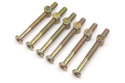 binifiMux 6-Pack M8 x 80mm Hex Socket Cap Screw Crib Bolt Allen Head and Furniture Barrel Nut, Zinc Plated