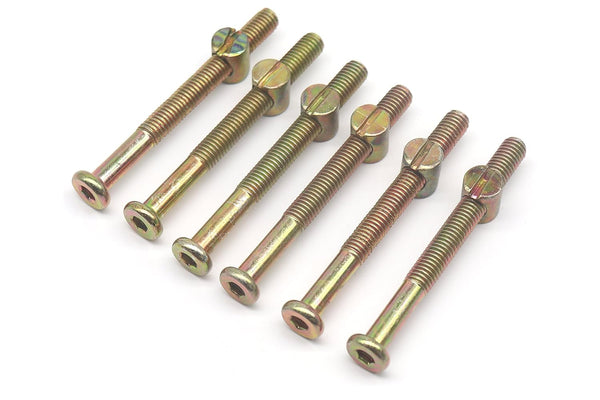 binifiMux 6-Pack M8 x 80mm Hex Socket Cap Screw Crib Bolt Allen Head and Furniture Barrel Nut, Zinc Plated