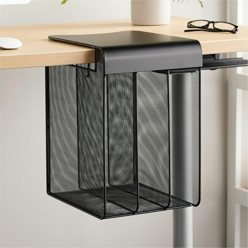 Safco Onyx Hanging Desktop Organizer with 3 Vertical Trays for Under-Desk Storage