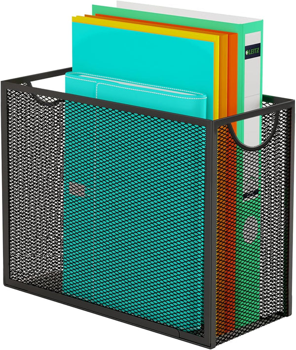 Letter-Size Hanging File Folder Organizer, Metal Mesh Storage Box, Big Desk File Holder, No Installation Required