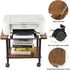 Under Desk Printer Stand, 2-Tier Mobile Printer Table with Storage Shelf, Heavy Duty Wood Rolling Cart for Home, Office