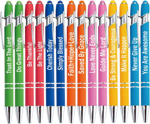 PASISIBICK 14 Pieces Motivational Inspirational Quotes Ballpoint Pens, Snarky Stylus for Office with Black Ink