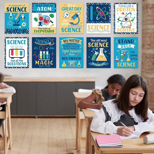 Zonon 10 Set Pcs Science Classroom Decoration Banner and Poster for Teachers Scientist Bulletin Board Posters Science