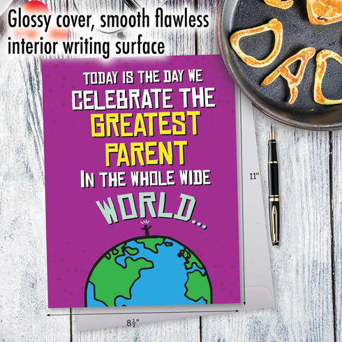 NobleWorks Jumbo Happy Father's Day Card (8.5 x 11 Inch) - Funny Cartoons, Dad Humor Greeting Notecard - Greatest Parent