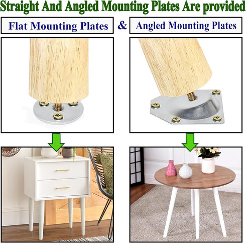 Sopicoz 16 inch M8 Pack 4 Table Legs Wood Furniture Legs for Coffee Table End Table Mid-Century Modern DIY Furniture