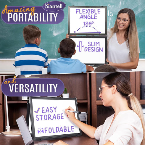 Small Dry Erase White Board, Magnetic Desktop Whiteboard 16x12 inch, Portable for Kids, Tabletop Mini Easel with Cover