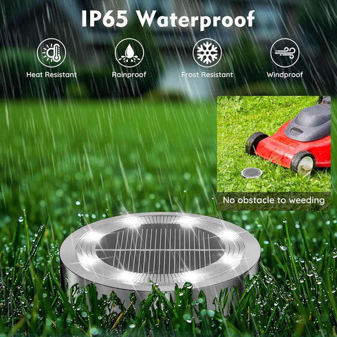 BANBANJO 8 Pack Solar Ground Lights Outdoor, Solar Lights Outdoor Waterproof, Mini Flat Solar-Powered Garden Light