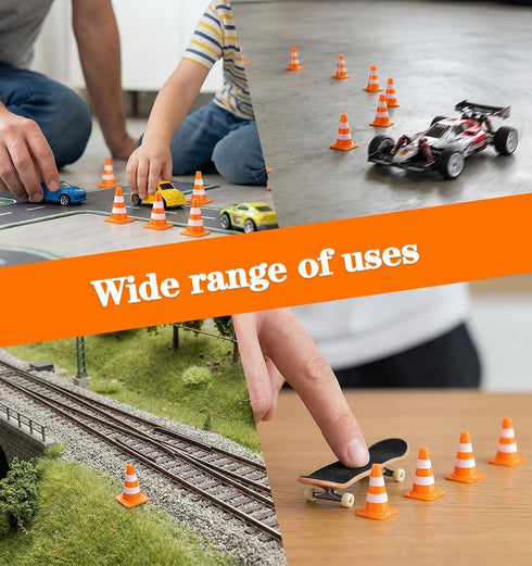 FRCTLNKG 30Pcs 1 Inch Sets Mini Traffic Cones, Plastic Small Orange Cones, Train Scene Cone Party Decorations