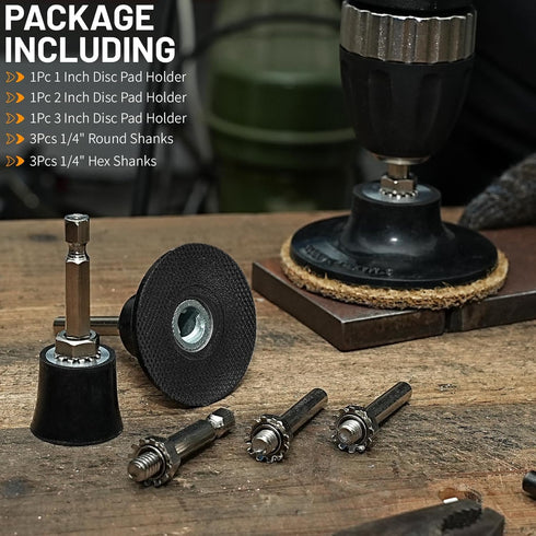 Junchamp 3 Pack 1/4" Quick Change Disc Pad Holder, Roll Lock Disc Holder, with Shanks for Die Grinder Accessories