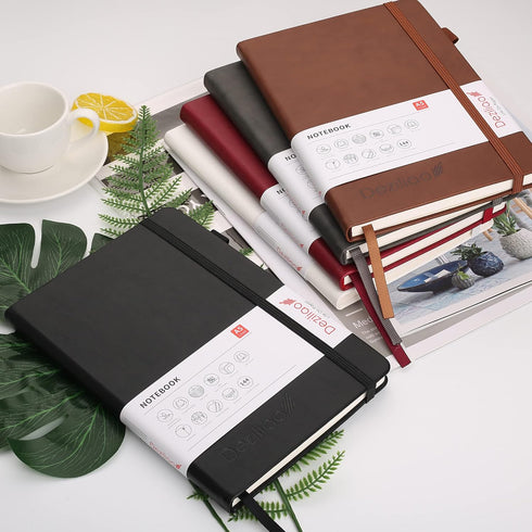 Deziliao Lined Journal Notebooks, Hardcover, 100Gsm Premium Thick Paper, Medium 5.7"x8.4", with Pen Loop