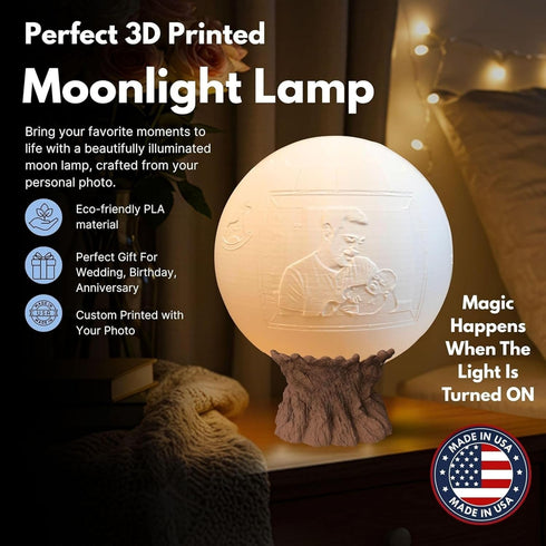 Its a Boy Moon Lamp Personalized Baby Boy Night Light with Custom Text & Photo | Newborn Gift, Nursery Decor, Baby