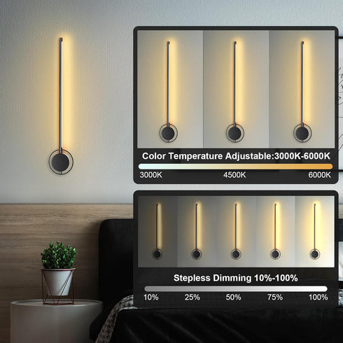 Set 23.6" 3 Dimmable 350 Wireless Wall Sconces of Two, Rechargeable Art Display Light, Color Temperature with Rotation
