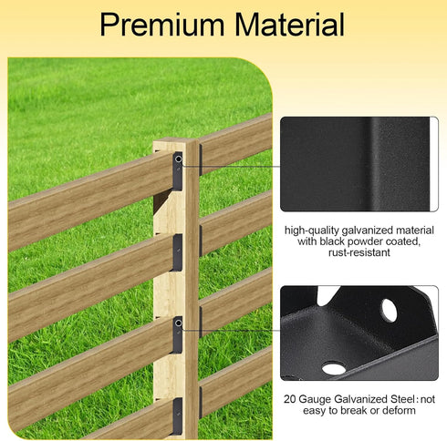 LukLoy 2x4 Brackets for Wood Rail, 50 Pack Black Deck Railing Brackets Connectors for 2’’ X 4’’ Wood Post
