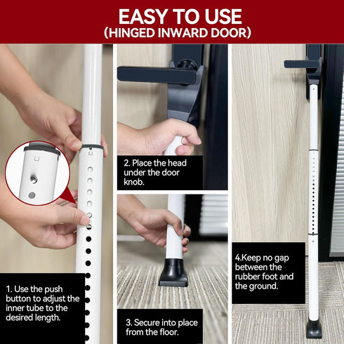 Jammer (1 Pack,White) AceMining Upgraded Door Security Bar & Sliding Patio Bar, Heavy Duty Stoppers Adjustable