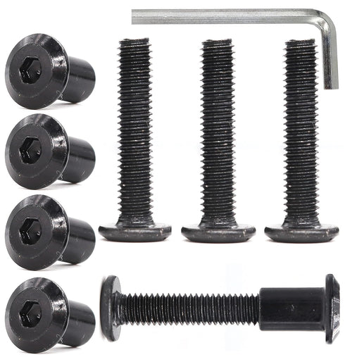 cSeao 10-Pack M6 50mm Black Countersunk Hex Socket Cap Furniture Joint Connecting Allen