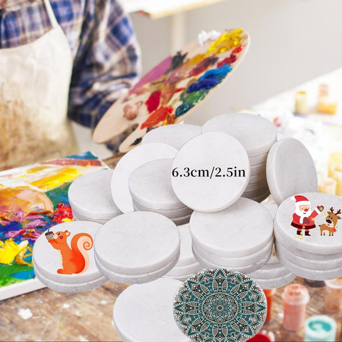 Lulonpon 12 Pieces White Round Rocks for Painting, 2.5 Inches Smooth Bulk Flat Rocks, Natural Surface Craft Supplies