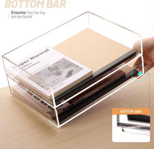 SANRUI 2 Pack Acrylic Paper Tray Organizer for Desk, Stackable File Organizer for Letters, Documents, and Magazines