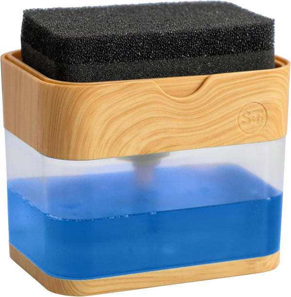 S&T INC. Dish Soap Dispenser and Sponge Holder for Kitchen Sink, Waterproof