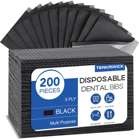 200 Pack Disposable Dental Bibs 13"x18", 3-Ply Waterproof Tattoo Bibs Sheet for