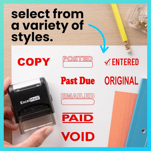 ExcelMark Entered Self-Inking Rubber Stamp, Red Ink A1539