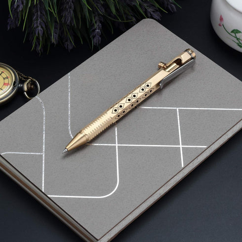 SMOOTHERPRO Solid Brass Bolt Action Pen, Compatible with Pilot G2 Refill, Hexagonal Six Edge Grip for Pocket Business