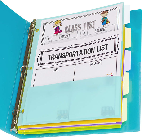 C-Line Index Dividers with Multi-Pockets - 5-Tab, 11.5 X 10, Assorted, 1 Set