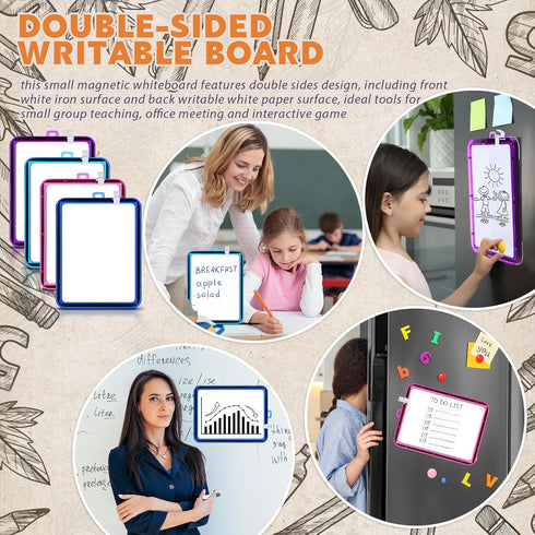 Outus 10 Pcs Mini White Boards 8.5 x 11'' | Mini Magnetic Dry Erase Board, Small Colored Double Sided Writable Graffiti