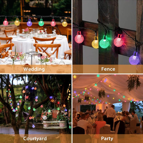 Galavasen 46FT 66LED 8Modes Outdoor Solar String Lights, Crystal Color Solar Powered Christmas Fairy String Lights