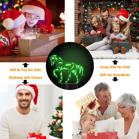 3D 16 FULLOSUN Night Lights for Kids Horse Illusion Night Light Bedside Lamp Colors Changing with Remote Control Best