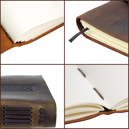 Leather Journal Embossed Cross Notebook, Handmade Travel Diary, A5 Vintage Writing Bound Journal for Men & Women,