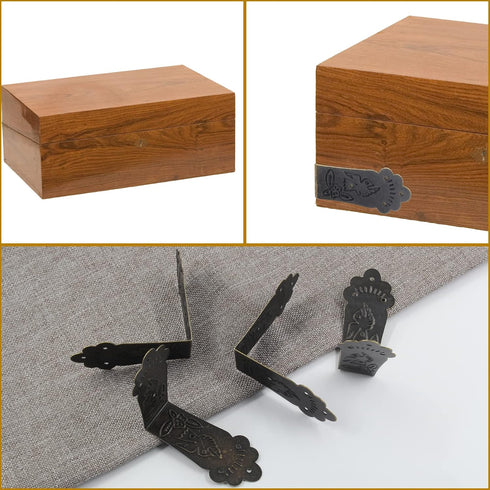 Auvotuis 30Pcs Nails(2.2 0.69inch, Antique Corner Protectors Decorative Metal Right Angle Box Corner Cover Guards