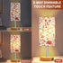2 3-Way Dimmable Bulb Bedside Touch Lamp, Wood Small Table lamp with USB Charging Ports & Flower Fabric Shade