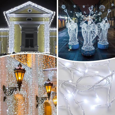 500 164 8 kemooie LED White Christmas Lights, FT Lighting Modes Christmas Fairy Lights, Plug in Waterproof Extra Long
