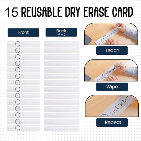 Essex Wares - 13 Pocket Daily Schedule Pocket Chart, Ultra-Durable Visual Schedule for Kids, Reusable Daily Schedule