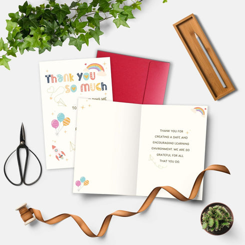 YIWANSIN Thank You Card Gift for Teacher, Preschool Teacher Appreciation Card from Parents, End of Year Thank You Gift