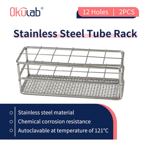 Test Tube Rack, 2pcs of 12 Holes Stainless Steel Test Tube Racks, Suitable for Tubes of Dia.=21mm, Wire Constructed Test Tube Holder, for Classroom, Lab, TTRS12A2